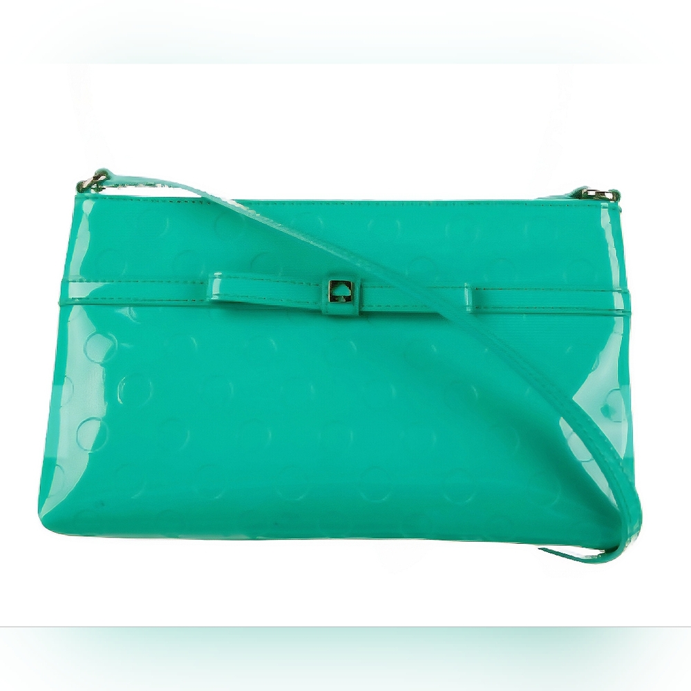 Kate Spade Camellia Street Purse Patent Leather Green Teal Bow Crossbody Bag